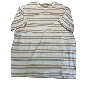 Saddlebred Comfort Tee Tan White Striped Cotton Crewneck T-Shirt XL